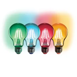 Sylvania ToLEDo Retro Chroma Green, Blue, Red, Orange E27 4W LED Bulbs for Festoon String Lights