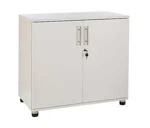 Storage Cupboard White Wooden Filing Cabinet - 2 Door Lockable Filing Cabinet - Short wood Office Organiser