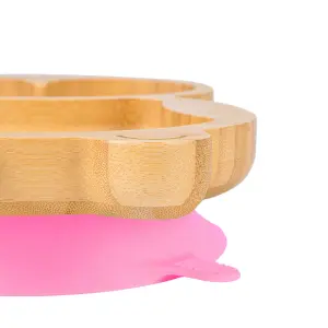 Tiny Dining - Children's Bamboo Suction Penguin Plate - Pink