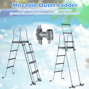 Costway A Frame Pool Ladder Above Ground W/ Removable Steps Non-Slip