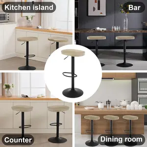 Persaeus Adjustable Height Counter Stool with Metal Frame (Set of 2) Light wood look