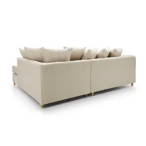 Chicago Velvet Right Facing Corner Sofa in Cream