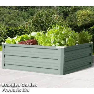 Garden Metal Raised Vegetable Planter Sage Green Outdoor Flower Trough Herb Grow Bed Box (Medium 80x60cm x2)