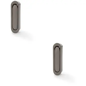 2 PACK - Flush Sliding Pocket Door Pull Handle - Dark Bronze 70mm x 19mm Radius Edge