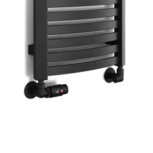 Terma Vision Heban black Left sided Corner Radiator valve & lockshield (Dia)15mm x ½"