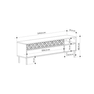 Decortie Heaton Modern Multimedia Unit with Storage TV Cabinet 60" Oak 145cm