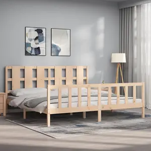 Berkfield Bed Frame with Headboard 200x200 cm Solid Wood