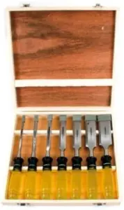 Professional Crv Wood Chisel Set In Wooden Case 7Pc