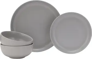 Habitat 12 Piece Stoneware Dinner Set - Matt Grey