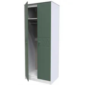 Toledo 2 Door Wardrobe in Labrador Green & White (Ready Assembled)