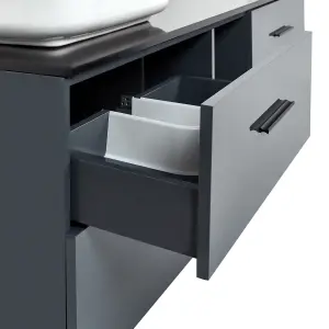 Double Sink Bathroom Vanity with Mirrors Grey PILAR