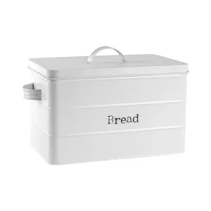 Harbour Housewares - Vintage Metal Kitchen Bread Bin - White