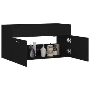 Berkfield Sink Cabinet Black 90x38.5x46 cm Engineered Wood