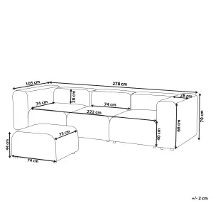 3 Seater Modular Corduroy Sofa with Ottoman White FALSTERBO