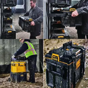 Dewalt Tough System 2.0 DS400 + DS166 Stackable Toolbox Case + 2 Organisers