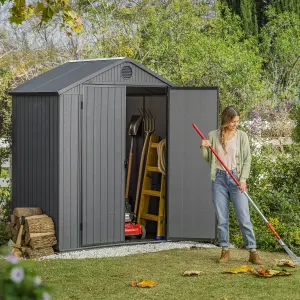 Keter Darwin 6x4 ft Grey Plastic 2 door Shed with floor