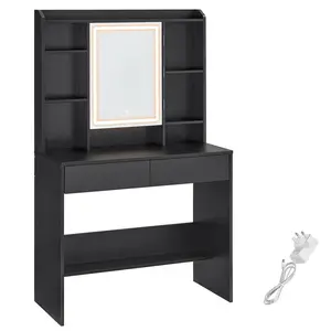 Seraphina Dressing Table with Mirror Ink Black