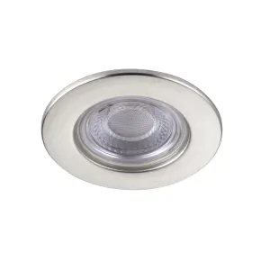 GoodHome Drexler Satin Nickel effect Fixed LED Fire-rated Neutral white Downlight IP65, Pack of 10