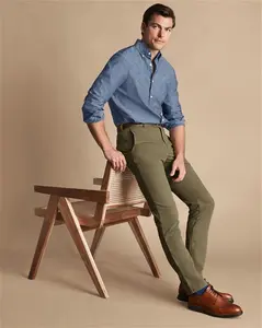 Ultimate Non-Iron Chinos - Olive Green Size 42/34 By Charles Tyrwhitt