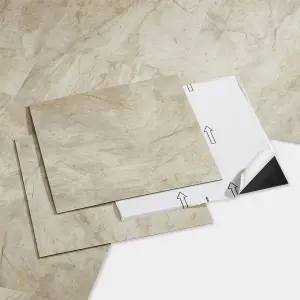 GoodHome Poprock Beige Tile Marble effect Self-adhesive Vinyl tile, 1.3m²