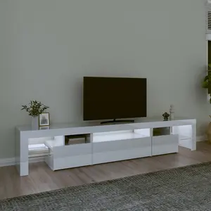 Berkfield TV Cabinet with LED Lights High Gloss White 215x36.5x40 cm