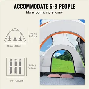 VEVOR Suv Camping Tent 8'-8' Suv Tent Attachment For Camping With Rain Layer And Carry Bag Waterproof pu2000mm Double Layer Truck Tent Accommodate