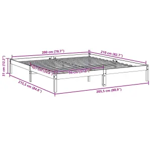 Berkfield Extra Long Bed Frame without Mattress White 200x210 cm Solid Wood Pine