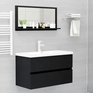 Dorlene Framed Wall Mounted Bathroom Mirror Black / 90 cm