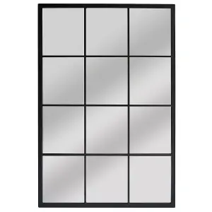 60x90cm Black Window Style Wall Mirror Metal Frame