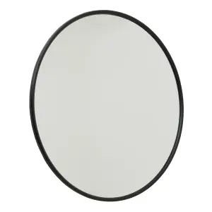 Black Large Circular Metal Wall Mirror - L2 x W120 x H120 cm