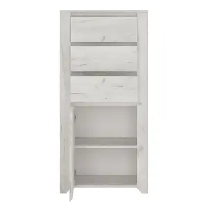 Angel 1 Door 3 Drawer Chest in White Craft Oak