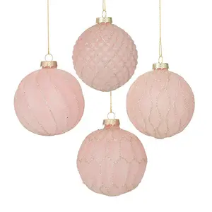 4 Piece Glittered Bauble Set