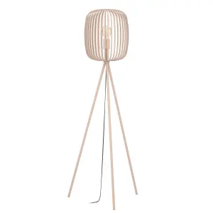 EGLO Romazzina Contemporary Sandy Caged Tripod Floor Lamp