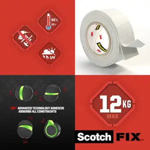 3M Scotch-Fix Extreme Interior White Mounting Tape (L)1.8m (W)19mm