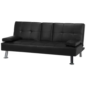 Sofa Bed ROXEN Black Faux Leather