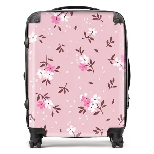 Pretty Pink Flower Pattern Suitcase - Large