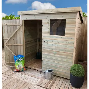 5 x 4 Garden Shed Pressure Treated T&G PENT Wooden Garden Shed - 1 Window + Single Door (5' x 4' / 5ft x 4ft) (5x4)