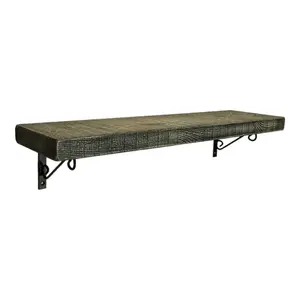 Solid Wood Handmade Rustical Shelf Monochrome 225mm 9 inch with Black Metal Bracket WOP Length of 100cm