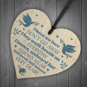 Wooden Heart Plaque Sign Bereavement Memorial Remembrance Poem Mum Dad Gift