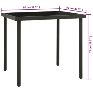 Berkfield Outdoor Dining Table Anthracite 80x80x72 cm Glass and Steel