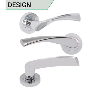 EAI - Swept Lever on Rose Lock Kit / Pack - 66mm Sash Lock & 76mm Hinges - Polished Chrome