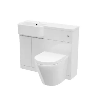 Nes Home 1000mm Left Hand Freestanding Cabinet White with Basin, WC Unit & Toilet