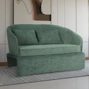 2 Seater Loveseat Small Sofa in Sage Green Teddy Boucle Fabric