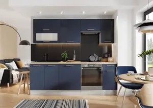 600 Kitchen Cabinet 60cm Base Unit Navy Blue /Grey Soft Close Copper Handle Nora