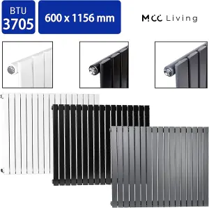 Designer Flat Panel Single Radiator 600x1156 Anthracite by MCC