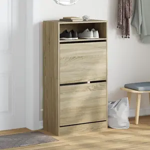 Berkfield Shoe Cabinet Sonoma Oak 60x34x116 cm Engineered Wood