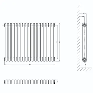 Braxton White Double Horizontal Column Radiator - 600x785mm