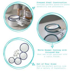 White Enamel Measuring Cups Set - Blue - 4pc