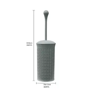 JVL Loop Toilet Brush and Rectangular Lidded Bin - Grey