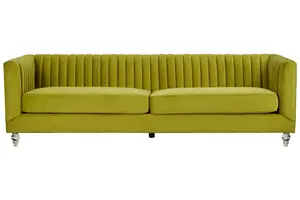 Interiors by Premier Brasa 3 Seat Green Velvet Sofa